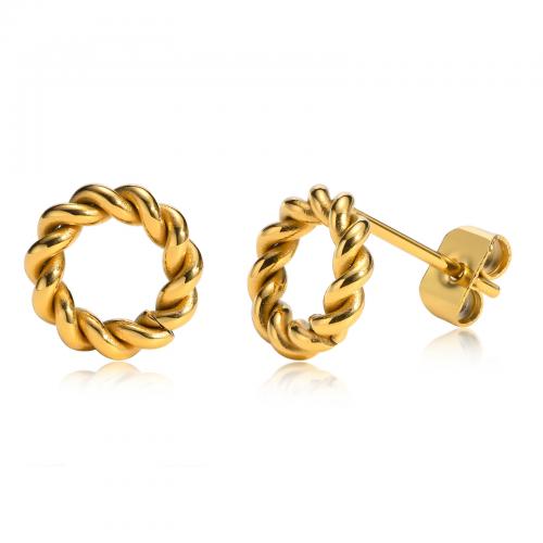 Stainless Steel Stud Earring, 304 Stainless Steel, Round, gold color plated, fashion jewelry & for woman & hollow, 9.4mm 