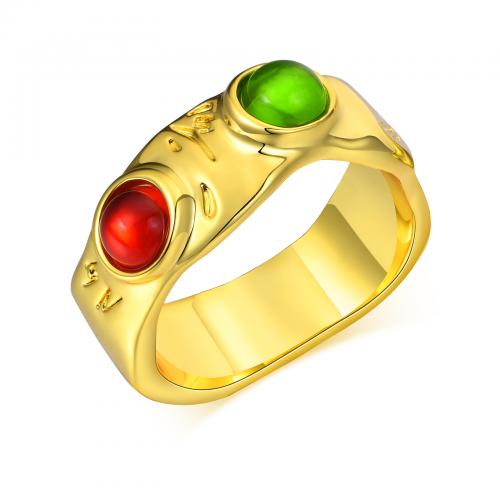 Brass Finger Ring, with Resin, gold color plated, fashion jewelry & for woman .2mm 