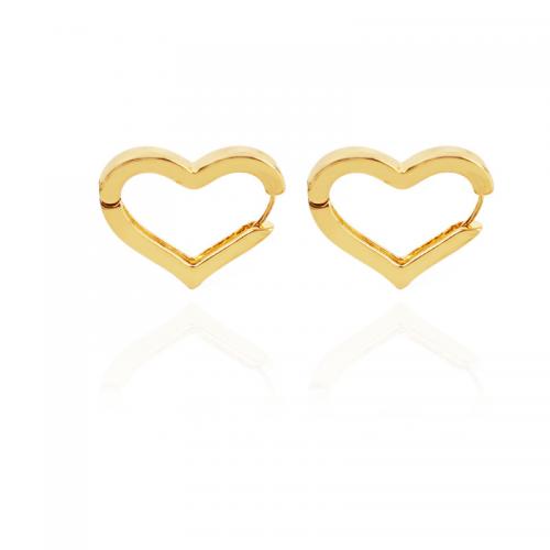 Brass Drop Earring, Heart, plated, for woman, golden 