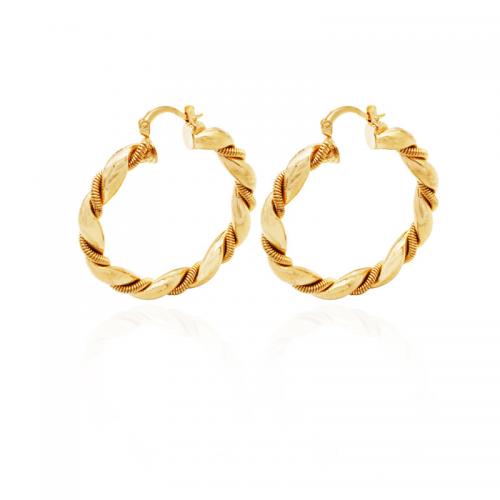 Brass Hoop Earring, plated & for woman, golden 