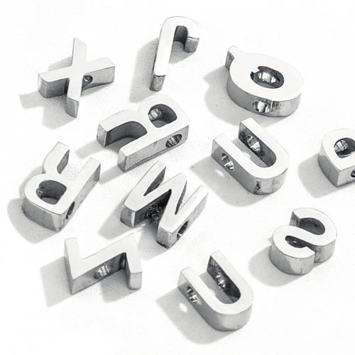 Stainless Steel Letter Pendant, 304 Stainless Steel & DIY, original color [
