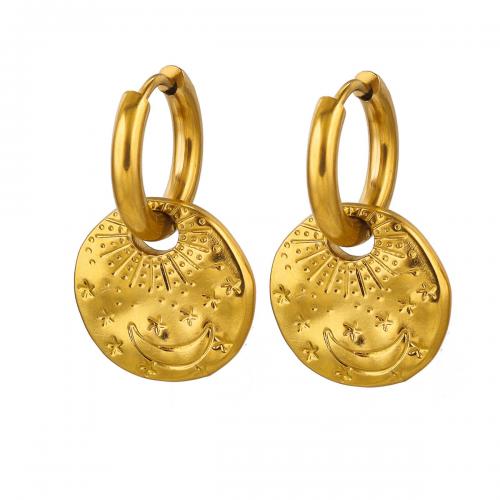 Huggie Hoop Drop Earring, Нержавеющая сталь 304, ювелирные изделия моды & Женский, Золотой, продается Пара