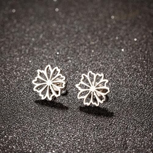 Stainless Steel Stud Earring, 304 Stainless Steel, Flower, Vacuum Ion Plating, fashion jewelry & for woman & hollow 12mm 