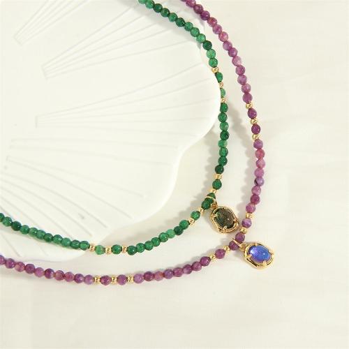Gemstone Necklaces, with Crystal & Brass & Zinc Alloy, with 5cm extender chain, gold color plated, fashion jewelry & for woman Approx 40 cm 