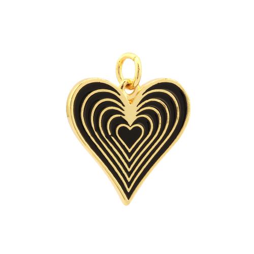 Enamel Brass Pendants, Heart, gold color plated, fashion jewelry & DIY 