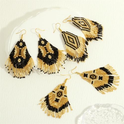 Glass Seed Beads Earring, Seedbead, with Brass, gold color plated, fashion jewelry & for woman 