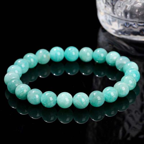 Gemstone Bracelets, ​Amazonite​, Round, fashion jewelry & Unisex blue Approx 18 cm 
