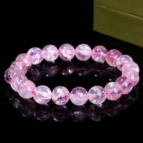 Quartz Bracelets, Rose Quartz, Round, fashion jewelry & for woman, pink, 10mm Approx 18 cm [