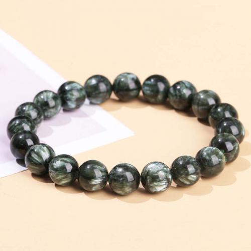 Quartz Bracelets, Seraphinite, Round, fashion jewelry & Unisex green Approx 18 cm 