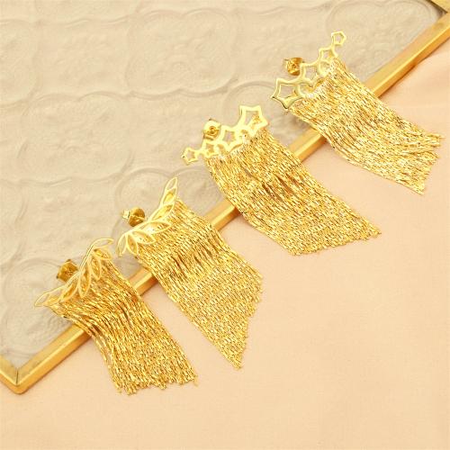 Fashion Fringe Earrings, Brass, Tassel, gold color plated, fashion jewelry & for woman 