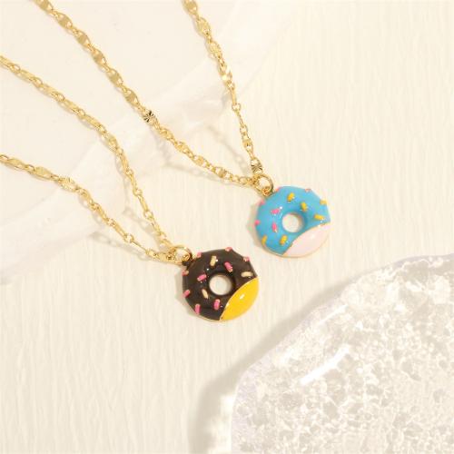 Brass Jewelry Necklace, Donut, gold color plated, fashion jewelry & for woman & enamel Approx 45 cm 
