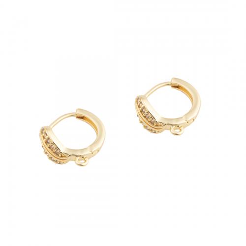 Brass Lever Back Earring Component, 14K gold plated, DIY & micro pave cubic zirconia Inner Approx 10mm 