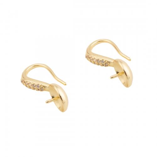 Brass Hook Earwire, 14K gold plated, DIY & micro pave cubic zirconia 