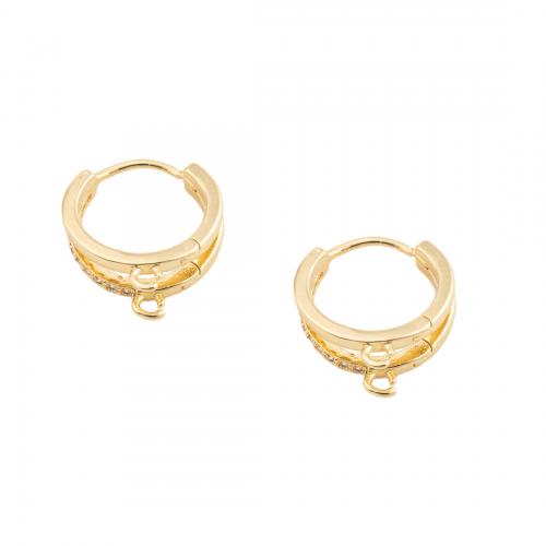 Brass Lever Back Earring Component, 14K gold plated, DIY & micro pave cubic zirconia Inner Approx 12mm 