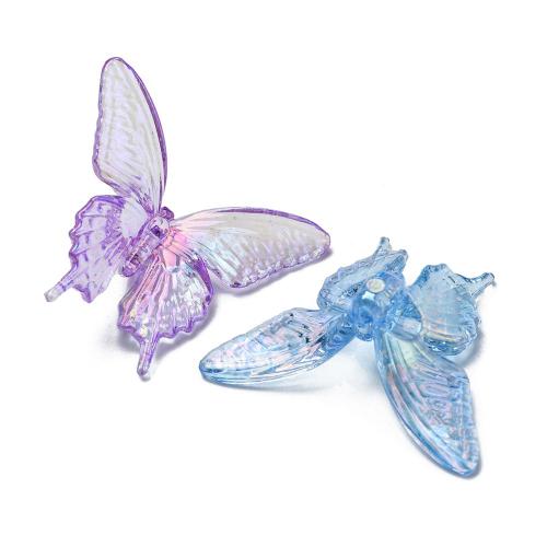 Прозрачный акрил Кулоны, Акрил, бабочка, DIY, разноцветный, Приблизительно 10ПК/Box, продается Box