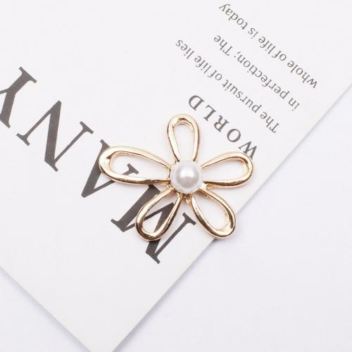 DIY Hair Flowers, Zinc Alloy, with Plastic Pearl, plated 