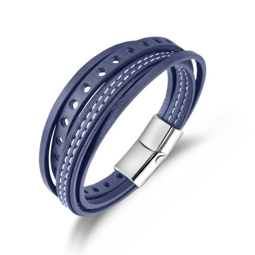 bracelet de cordon en PU , cuir PU, avec alliage de zinc, bijoux de mode & pour homme, plus de couleurs à choisir cm, Vendu par PC