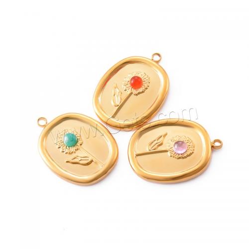 Resin Stainless Steel Pendant, 304 Stainless Steel, with Resin, gold color plated, DIY 