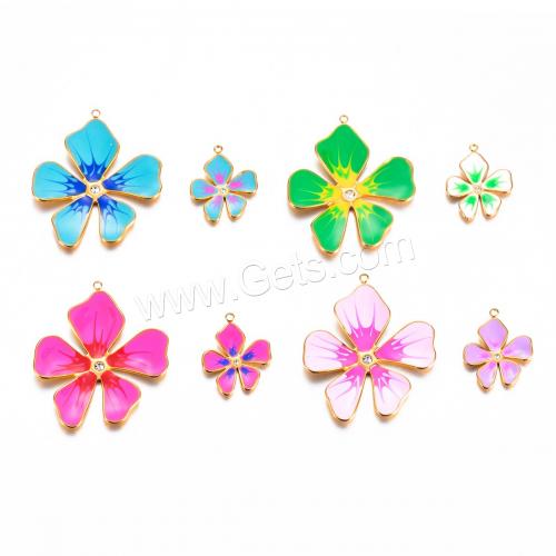 Enamel Stainless Steel Pendant, 304 Stainless Steel, Flower, gold color plated, DIY [