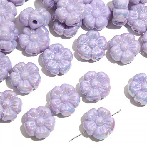 Perles acryliques plaquée, Acrylique, fleur, DIY, plus de couleurs à choisir, 19mm Environ 2.5mm Vendu par sac