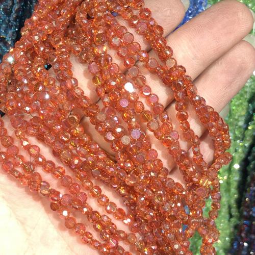 Flache runde Kristall Perlen, DIY, mehrere Farben vorhanden, 4mm, Länge:ca. 38 cm, verkauft von Strang