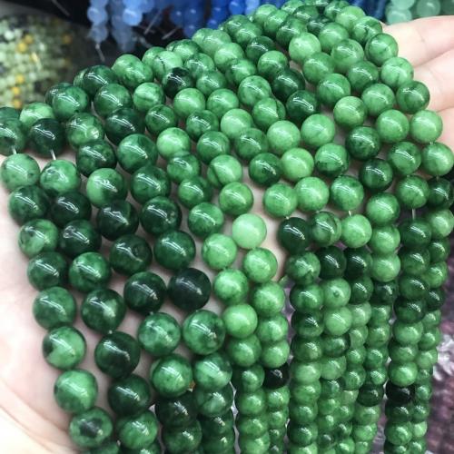 Einzelne Edelstein Perlen, Chalzedon, rund, DIY & verschiedene Größen vorhanden, grün, Länge:ca. 38 cm, verkauft von Strang