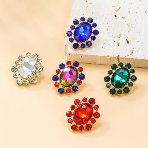 Zinc Alloy Rhinestone Stud Earring, Flower, fashion jewelry & for woman & with rhinestone 