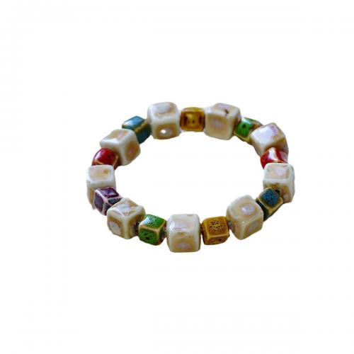 Bracelets en porcelaine, avec fil élastique, fait à la main, pour femme, multicolore Environ 15 cm, Vendu par PC