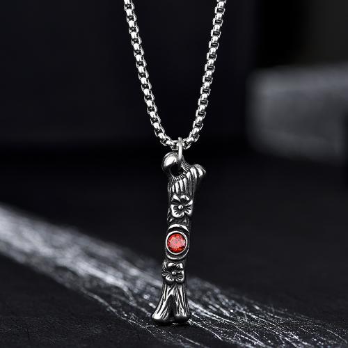 Stainless Steel Jewelry Necklace, 304 Stainless Steel, with Rhinestone, polished, fashion jewelry & Unisex & with rhinestone Approx 60 cm 