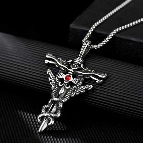 Stainless Steel Jewelry Necklace, 304 Stainless Steel, with Rhinestone, polished, fashion jewelry & Unisex & with rhinestone Approx 60 cm 