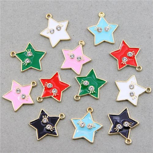 Zinc Alloy Enamel Pendants, Star, gold color plated, fashion jewelry & DIY & with rhinestone Approx 