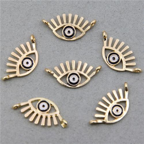 Zinc Alloy Evil Eye Pendant, gold color plated, fashion jewelry & DIY & enamel & double-hole & hollow, white and black Approx 