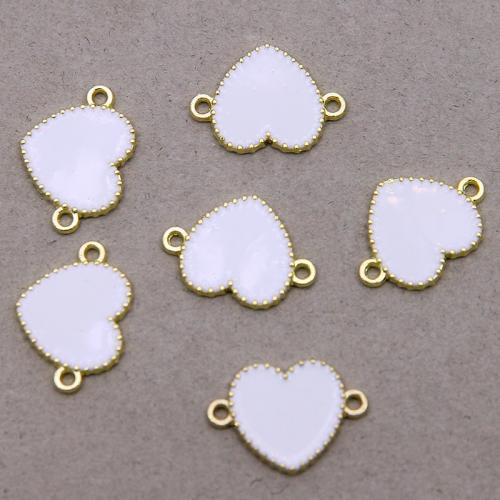Zinc Alloy Charm Connector, Heart, gold color plated, fashion jewelry & DIY & enamel & 1/1 loop Approx 