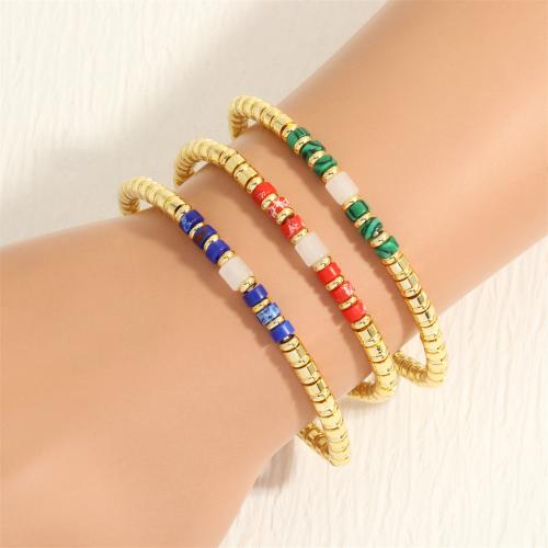 Gemstone Bracelets, with Brass, gold color plated, fashion jewelry & for woman 5mm Approx 16-17 cm 