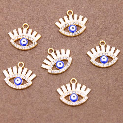 Zinc Alloy Evil Eye Pendant, gold color plated, fashion jewelry & DIY & enamel & with rhinestone & hollow Approx 