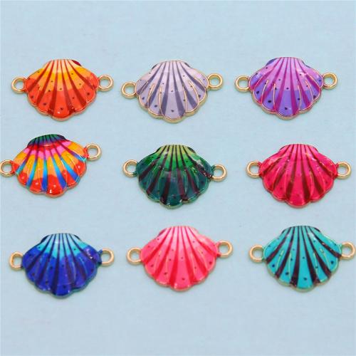 Enamel Zinc Alloy Connector, Shell, gold color plated, fashion jewelry & DIY & 1/1 loop, mixed colors Approx [