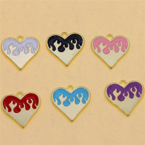 Zinc Alloy Enamel Pendants, Heart, gold color plated, fashion jewelry & DIY, mixed colors Approx 