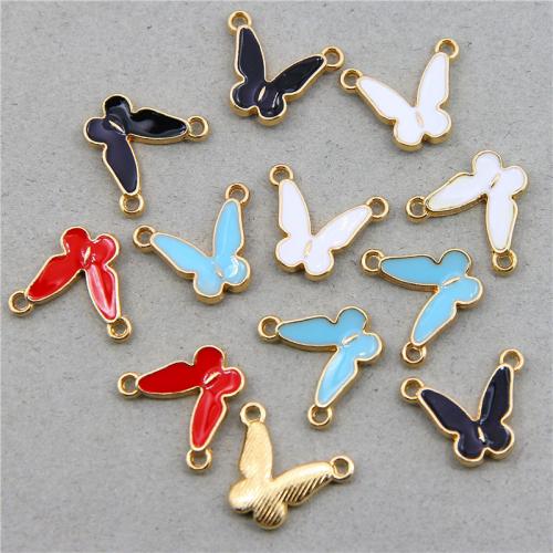 Zinc Alloy Enamel Pendants, Butterfly, gold color plated, fashion jewelry & DIY & double-hole Approx 