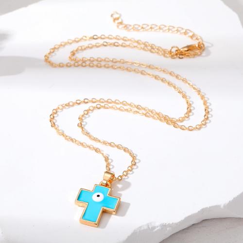 Zinc Alloy Sweater Chain Necklace, with 5cm extender chain, Cross, fashion jewelry & Unisex & enamel Approx 50 cm 