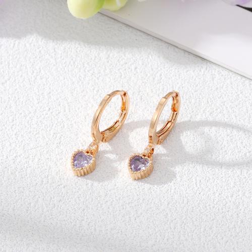Zinc Alloy Rhinestone Leverback Earring, Heart, gold color plated, fashion jewelry & for woman & with rhinestone 