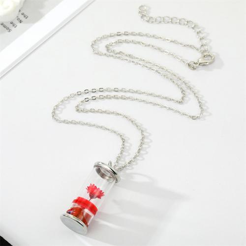 Zinc Alloy Sweater Chain Necklace, with Glass, with 5cm extender chain, Flower, fashion jewelry & Unisex Approx 50 cm 