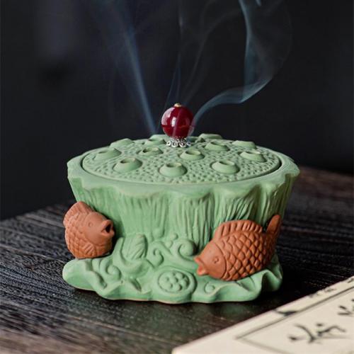 Purple Clay Incense Burner, handmade, for home and office & durable 