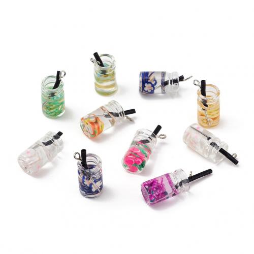Glass Pendants, with Resin & Plastic & Iron, DIY, mixed colors 