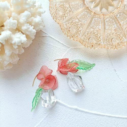 Acrylic Drop Earring, with Cloth, fashion jewelry & for woman, 60mm 