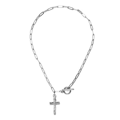 Stainless Steel Jewelry Necklace, 304 Stainless Steel, Cross, fashion jewelry & for woman Approx 45 cm 