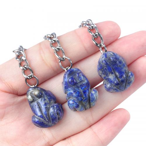 Iron Key Chain, Lapis Lazuli, with Iron, Frog, fashion jewelry, blue 