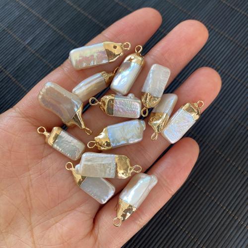 Freshwater Pearl Pendants, with Brass, DIY, white 10-15mm 20-30mm 