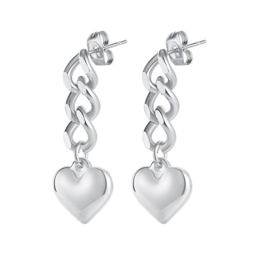 Stainless Steel Drop Earring, 304 Stainless Steel, Heart, plated, fashion jewelry & for woman 33mm 