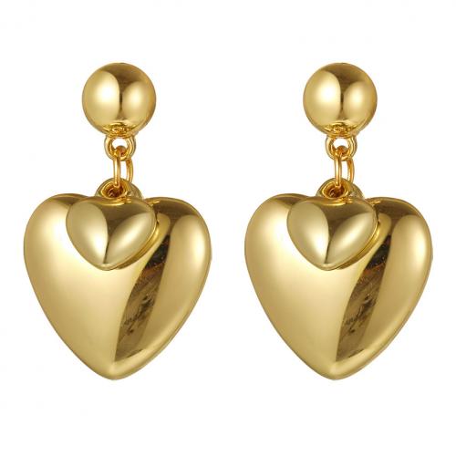 Zinc Alloy Drop Earring, Heart, plated, fashion jewelry & for woman, gold 