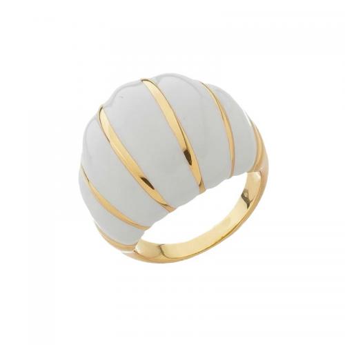 Brass Finger Ring, plated, for woman & enamel, golden, US Ring 